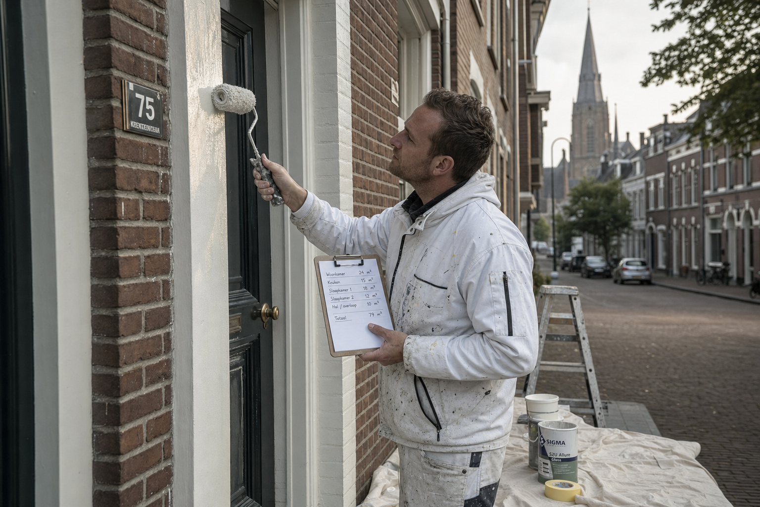 Schilder aan het werk in Nijmegen