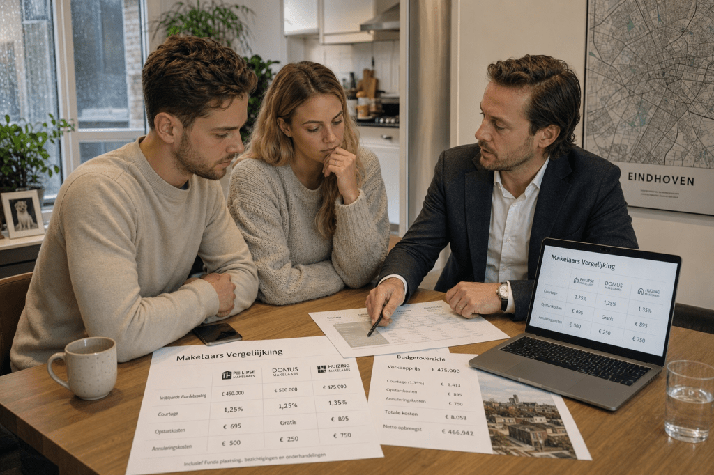 Wat zijn de gemiddelde kosten van een makelaar in Eindhoven (courtage, opstartkosten en eventuele intrekkingskosten) en hoe vergelijk je offertes&nbsp;eerlijk?
